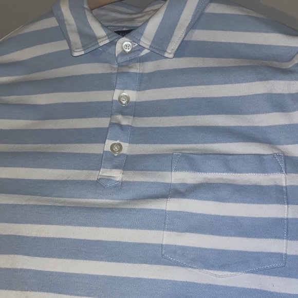 Bannna Republic Performance Pique Sky Blue Striped Casual Polo Collar Shirt - Picture 9 of 9